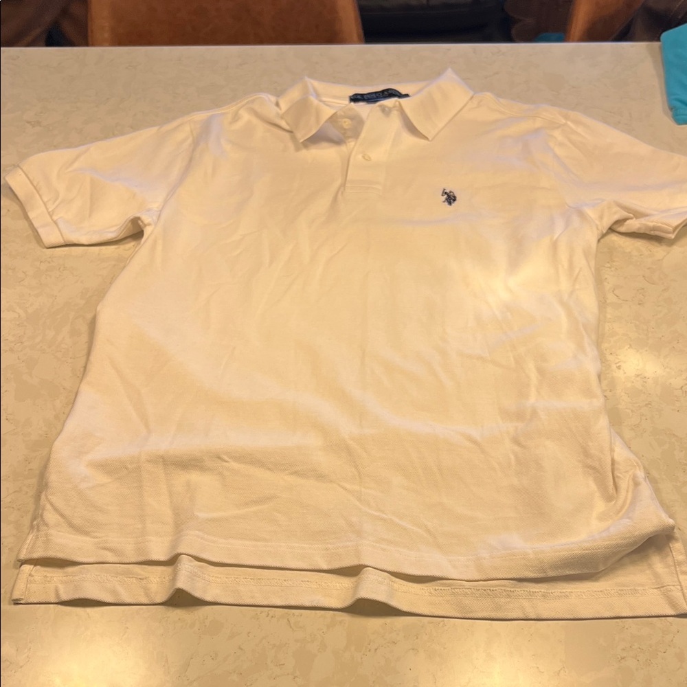 U.S. Polo Assn. White Men's Polo with Small Navy Embroidered Logo